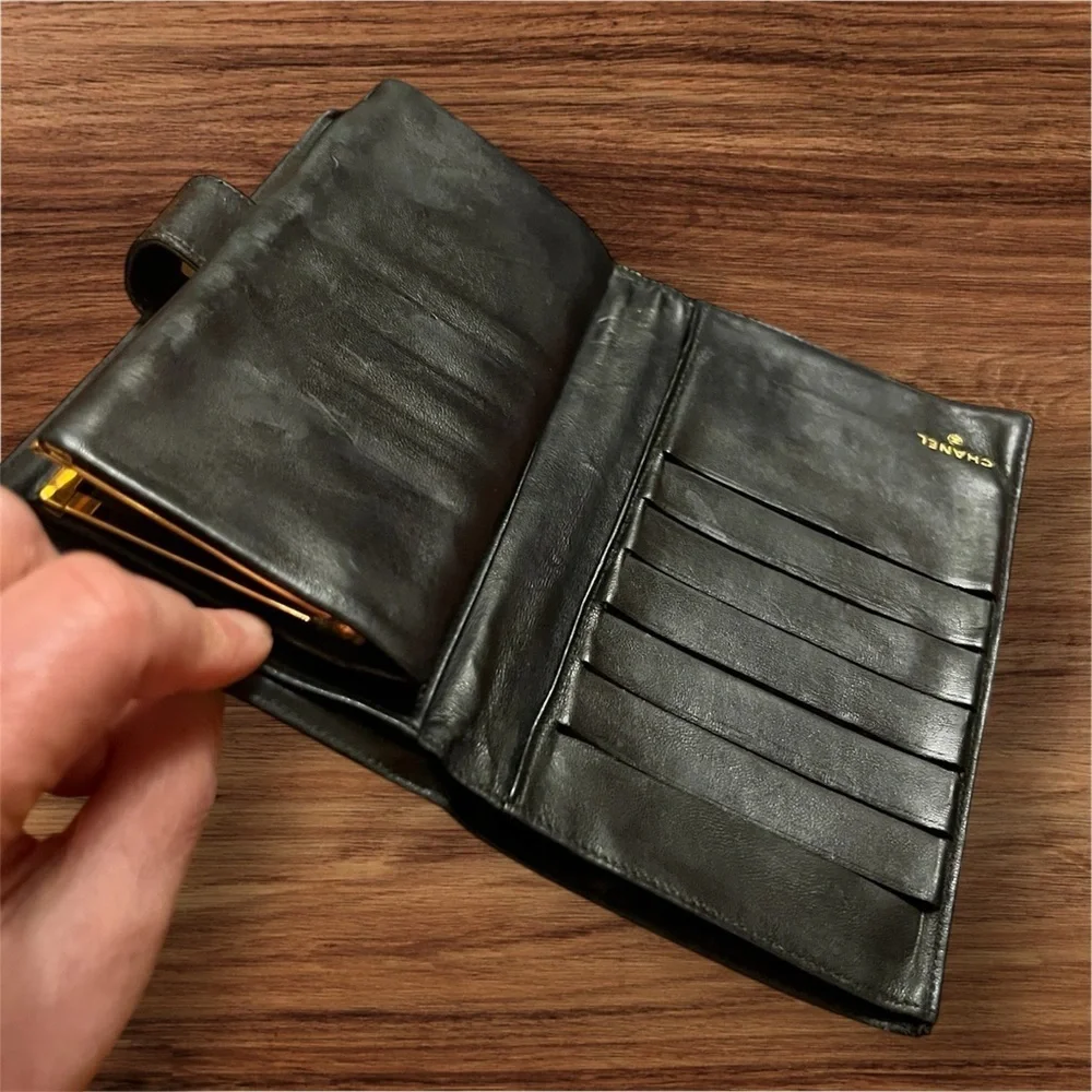 Authentic Vintage Chanel Timeless CC Long Wallet. box and authenticated card.